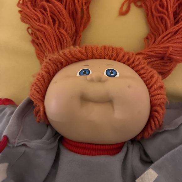 Vintage Cabbage Patch Kid Doll 1978 1982 Head 3 Red Hair Blue Eyes 1 Dimple - Picture 3 of 10